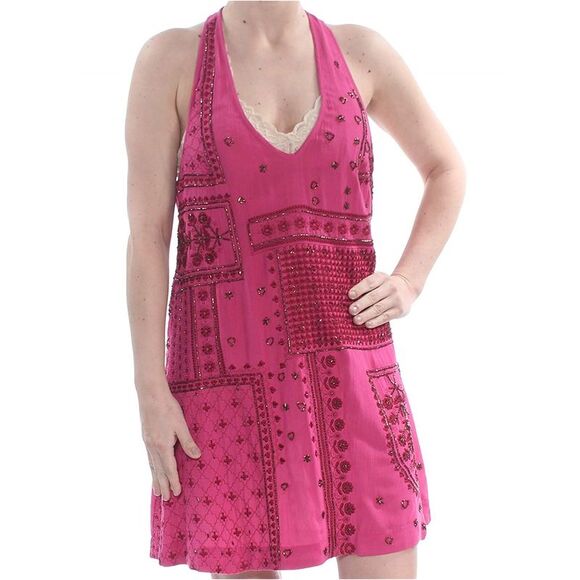 Free People Womens Nights Swings Shift Dress, rasberry, S - Picture 1 of 1